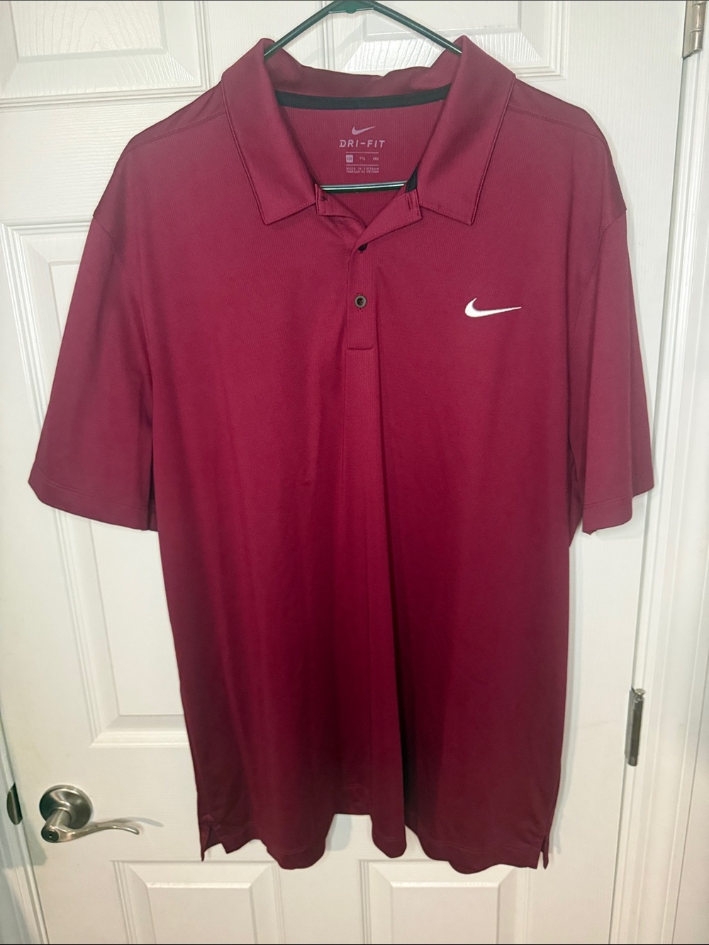 Nike Men's Maroon Dri-FIT Polo with White Swoosh